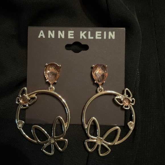 Anne Klein Gold Butterfly Drop Earrings - Picture 1 of 3
